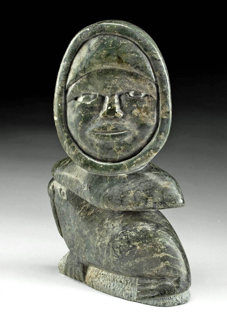 Canadian Inuit Soapstone Sculpture Figure Atop Walrus (1 of 5)