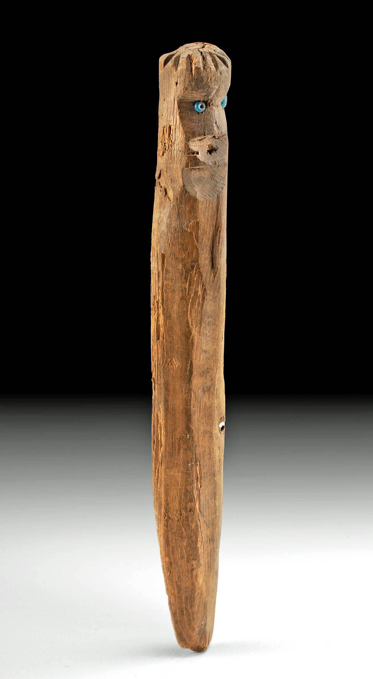 19th C. Alaskan Inuit Wood Effigy Figure Inlaid Eyes (1 of 4)