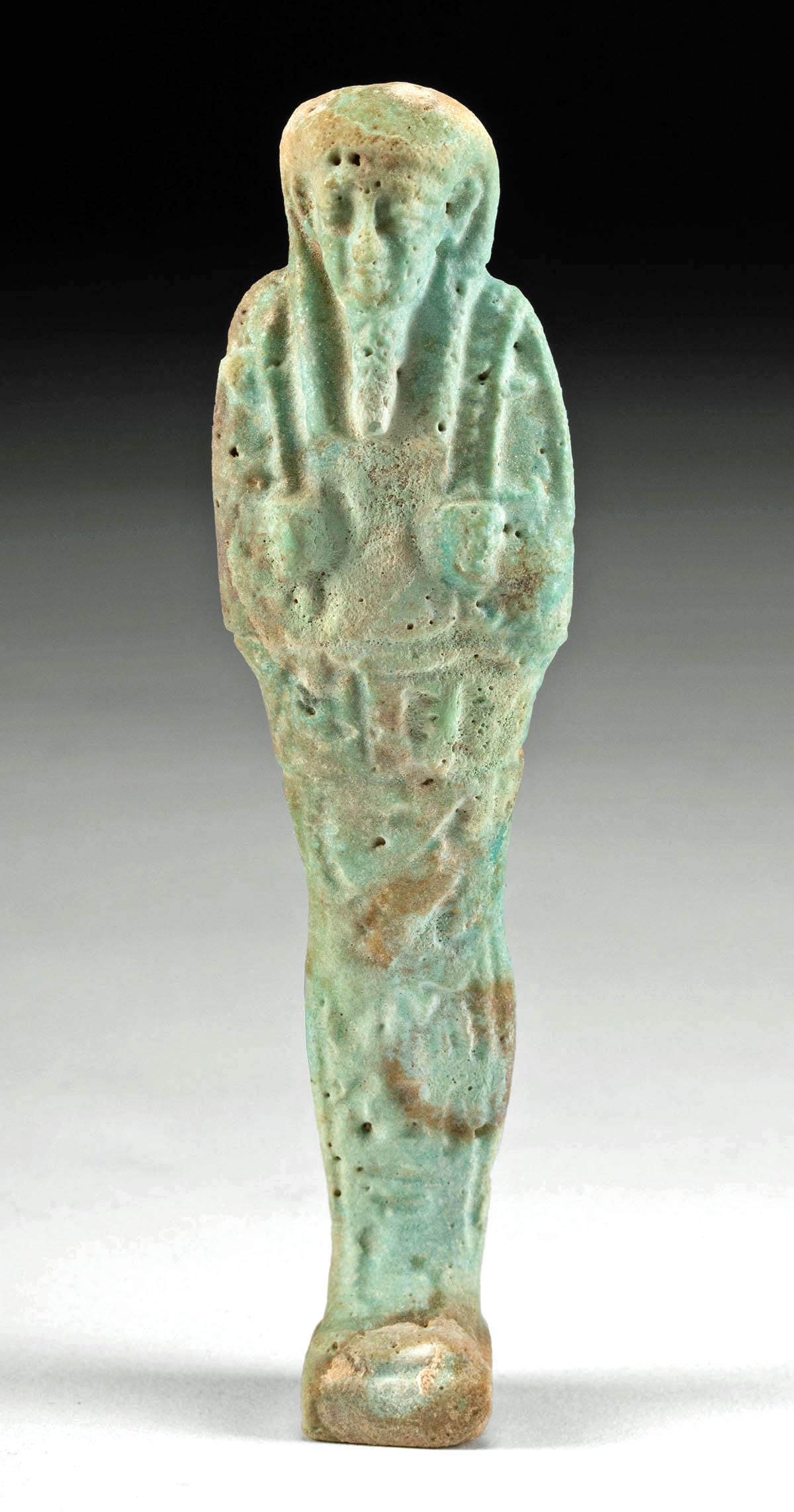 Egyptian Late Dynastic Faience Ushabti w/ Inscription (1 of 4)