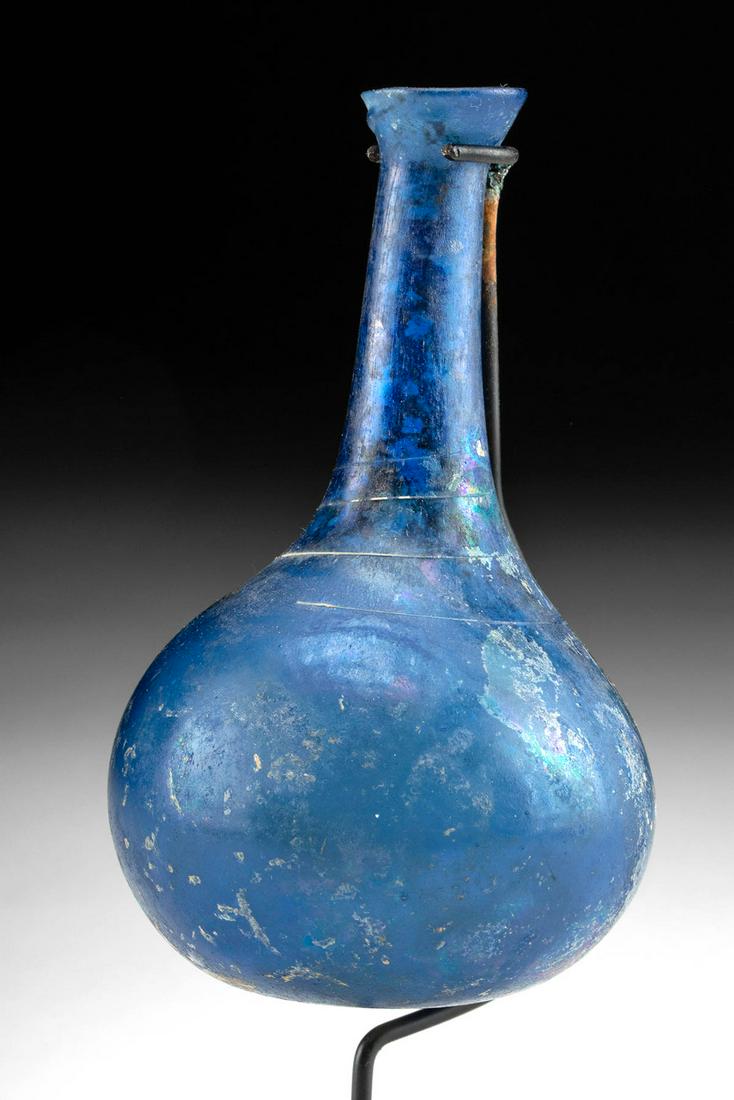 Museum-Exhibited Roman Cobalt Glass Flask (1 of 4)