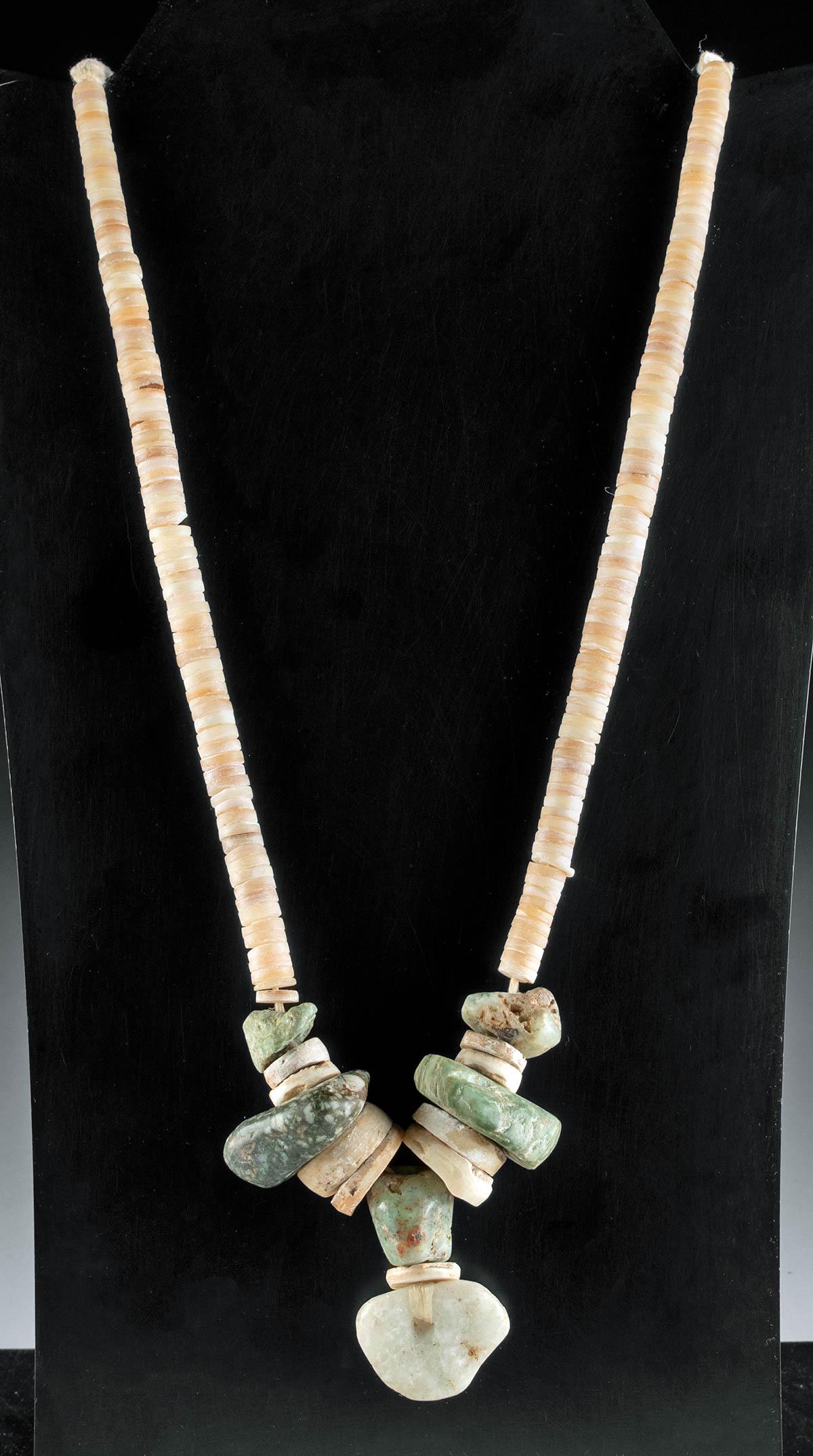 Pre-Columbian Necklace Greenstone, Shell, Heishi Beads (1 of 3)