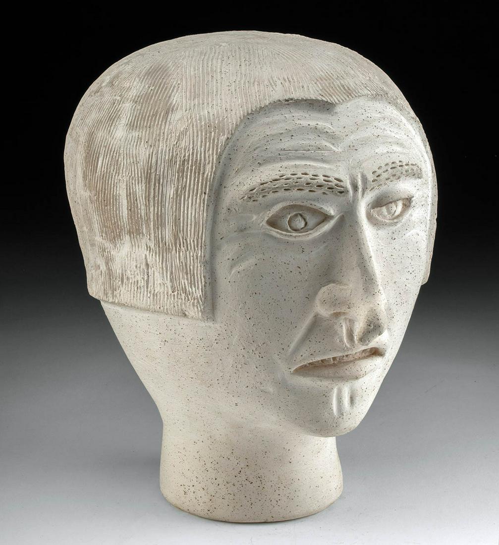 1960s Inuit Ceramic Head w/ Seal Nose - Robert Tatty (1 of 6)