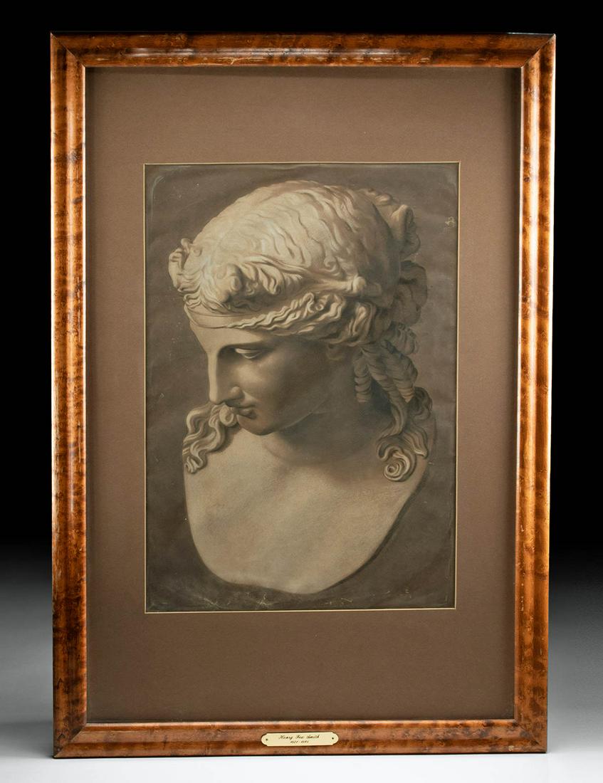 Framed 19th C. Henry FewSmith Portrait Drawing (1 of 3)
