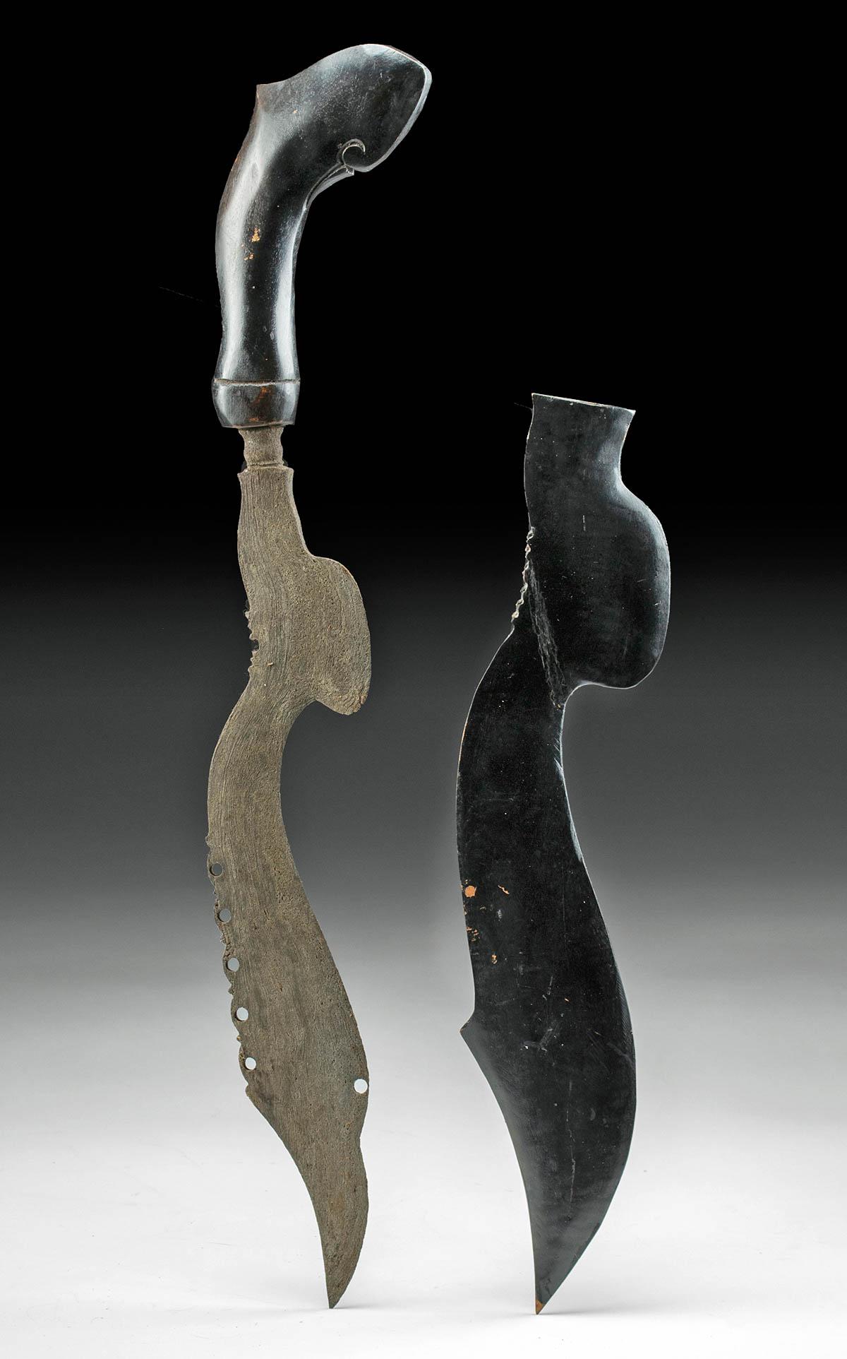 Early 20th C. Indonesian Steel Kujang w/ Wooden Sheath (1 of 3)