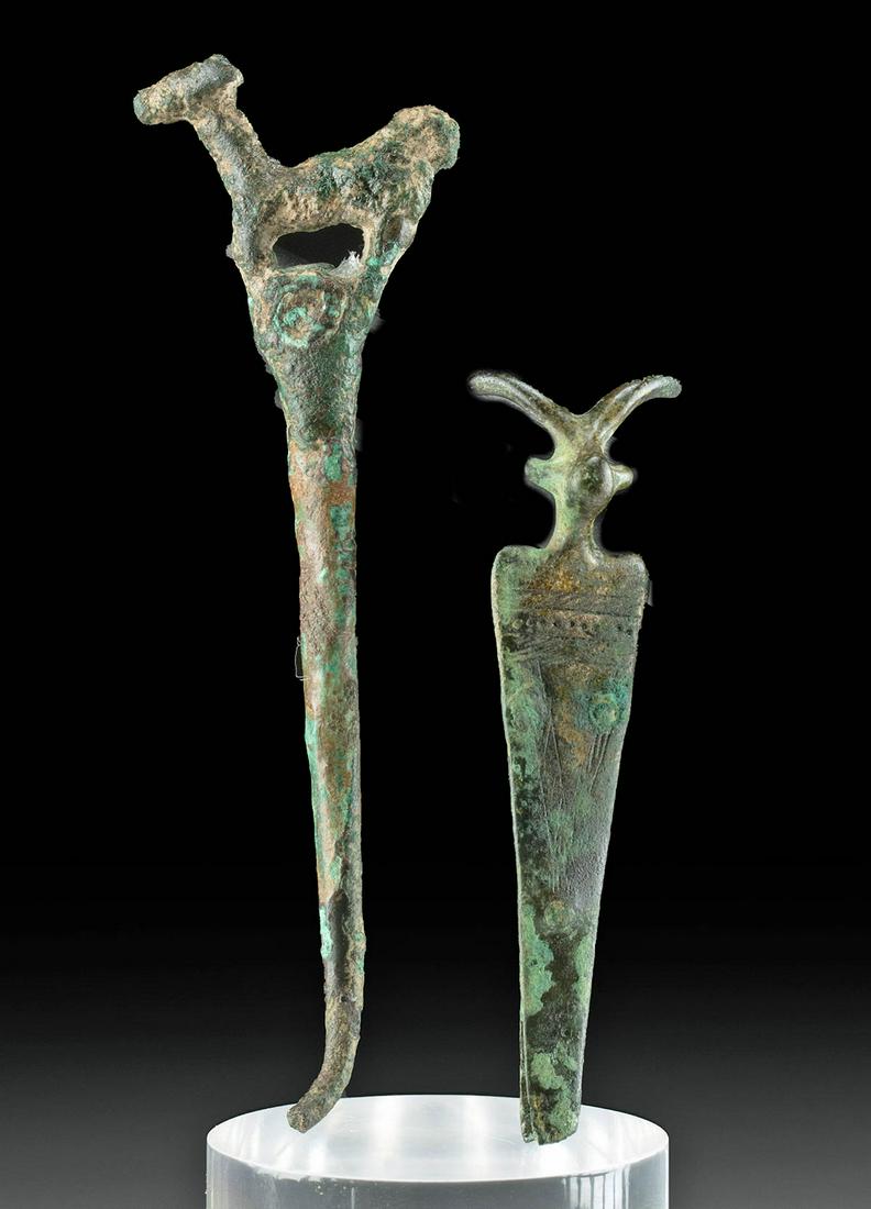Syro-Hittite Bronze Ram Finial + Luristan Animal Pin (1 of 3)