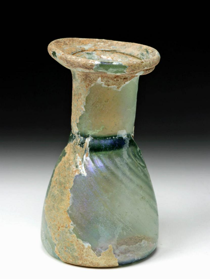 Roman Green Glass Iridescent Sprinkler Flask (1 of 6)