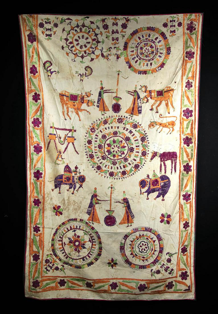 19th C. Indian Cotton / Silk Phulkari, ex-Museum (1 of 3)