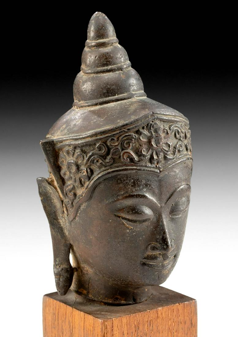 19th C. Thai Rattanakosin Brass Buddha Head (1 of 4)