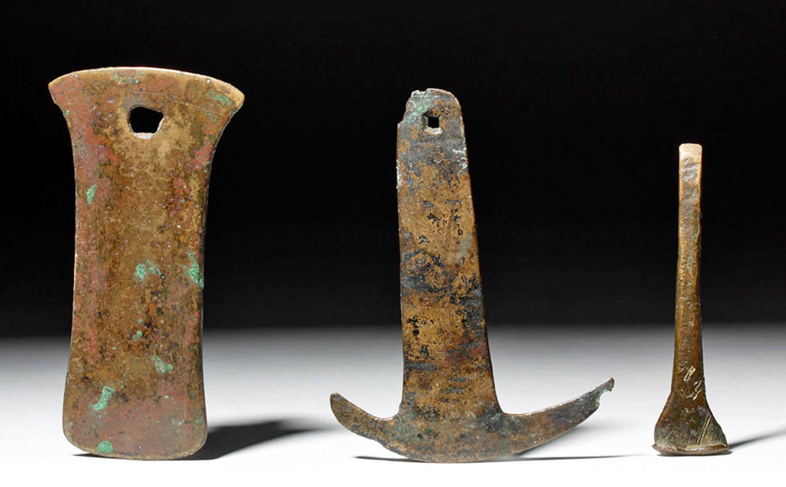 Lot of Three Pre-Columbian Copper Tumis (1 of 8)