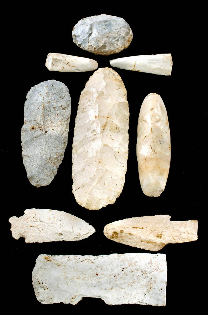 9 Prehistoric Archaic Woodlands Stone Tools (1 of 2)