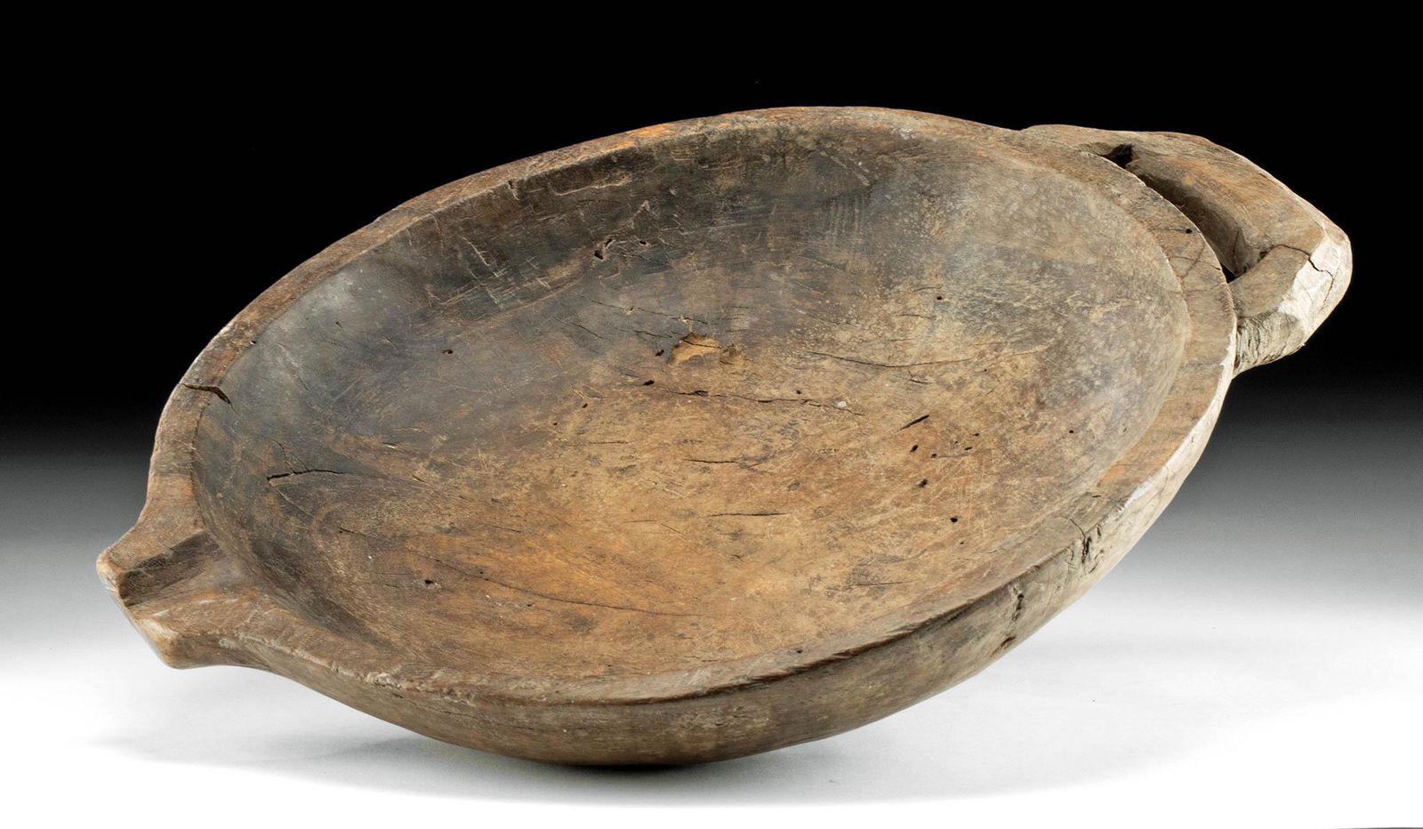 19th C. Filipino Wood Serving Bowl w/ Handle, Spout (1 of 5)