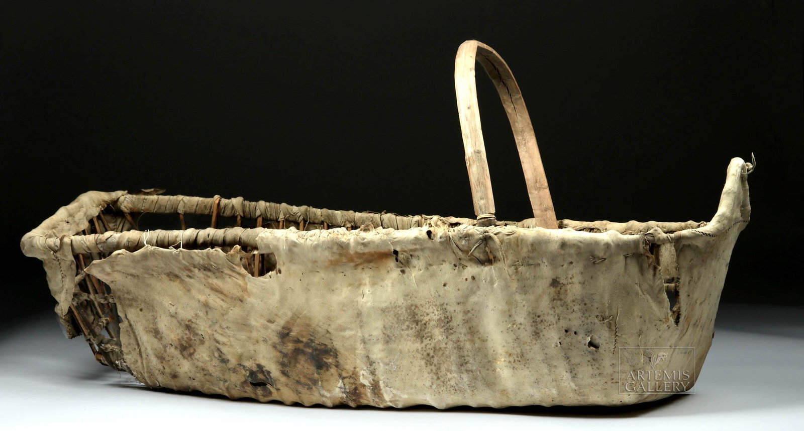 19th C. Brazilian Bakairi Indians Child's Basket: **Originally Listed At $800** South American, Brazil, Bakairi Indians, ca. 19th to early 20th century CE. A fascinating anthropological object, this is a mayaku, or child's carrying basket. It is made