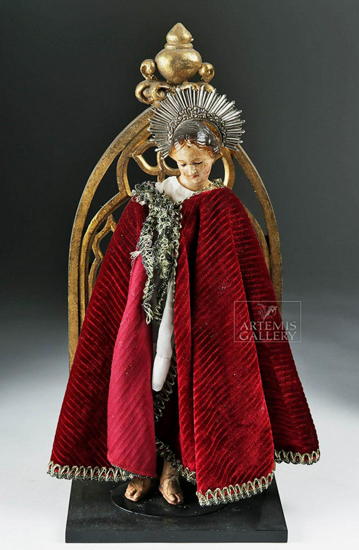 19th C. Mexican Santo - Virgin Mary with Silver Halo (1 of 6)
