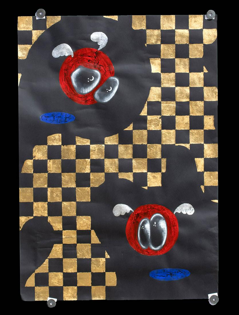 Alena Vavilina "Life is a Game 2" (2021) with Gold Leaf (1 of 5)