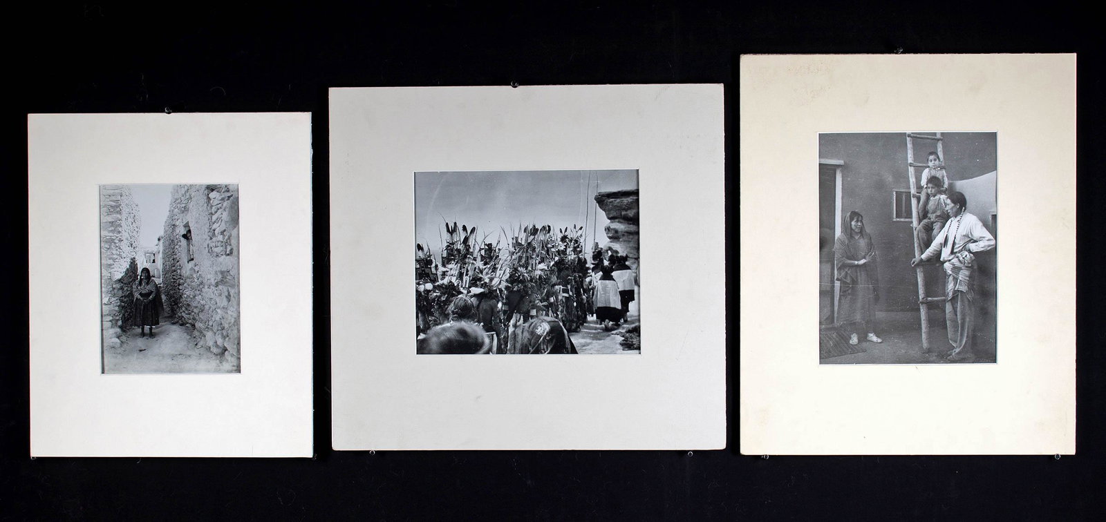 Trio of Paul Coze Photos - Native American Scenes: **Originally Listed At $300** Paul Coze (French/Serbian-American, 1903-1974). Gelatin Silver Prints. (1) "Niman - Walpi" n.d. Stamped with "NGS #4 - From Paul Coze / Credit: Mrs. R. A. Hall / U. S. - 