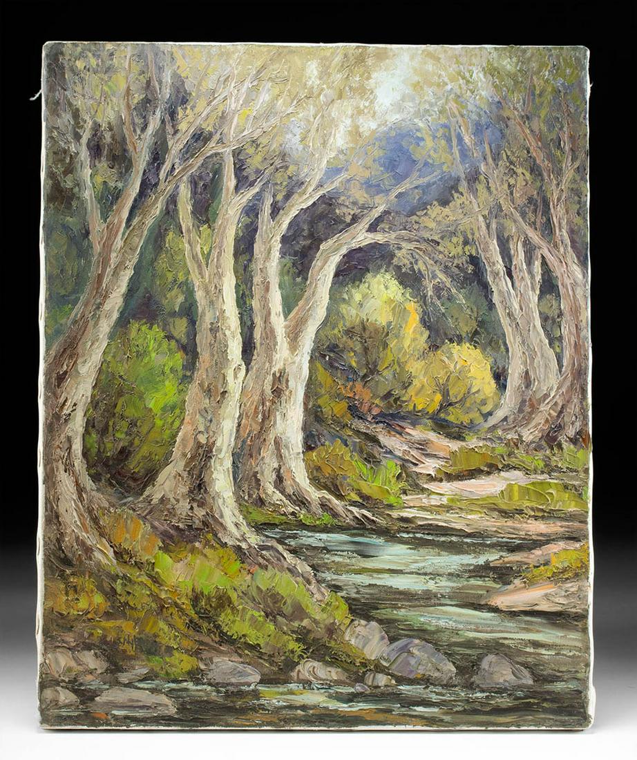 Signed Susanne Nyberg Painting of Creek, ca. 1980 (1 of 3)