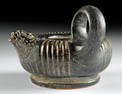 Greek Campanian Blackware Guttus w/ Lion Head Spout