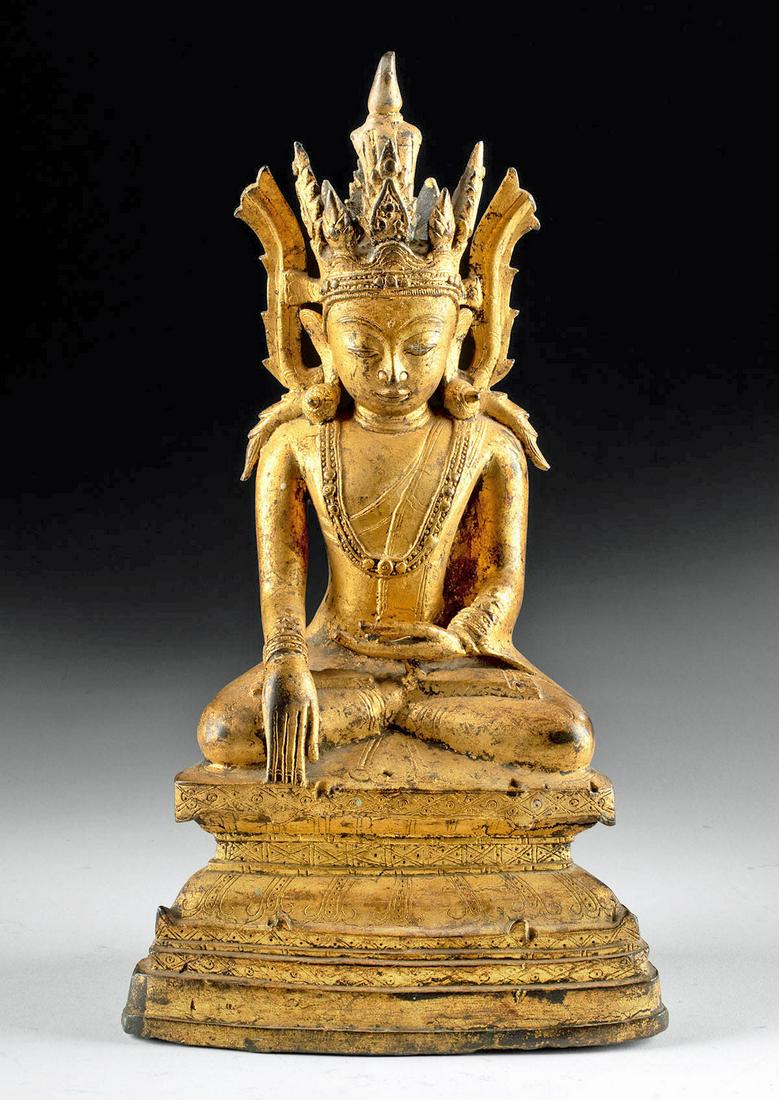 19th C. Burmese Gilt Brass Buddha (1 of 4)