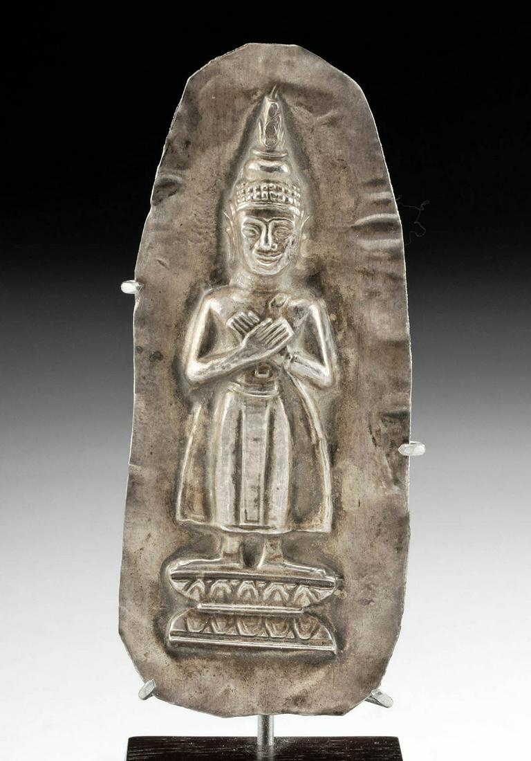 19th C. Laotian Silver Repousse Plaque of Buddha (1 of 4)