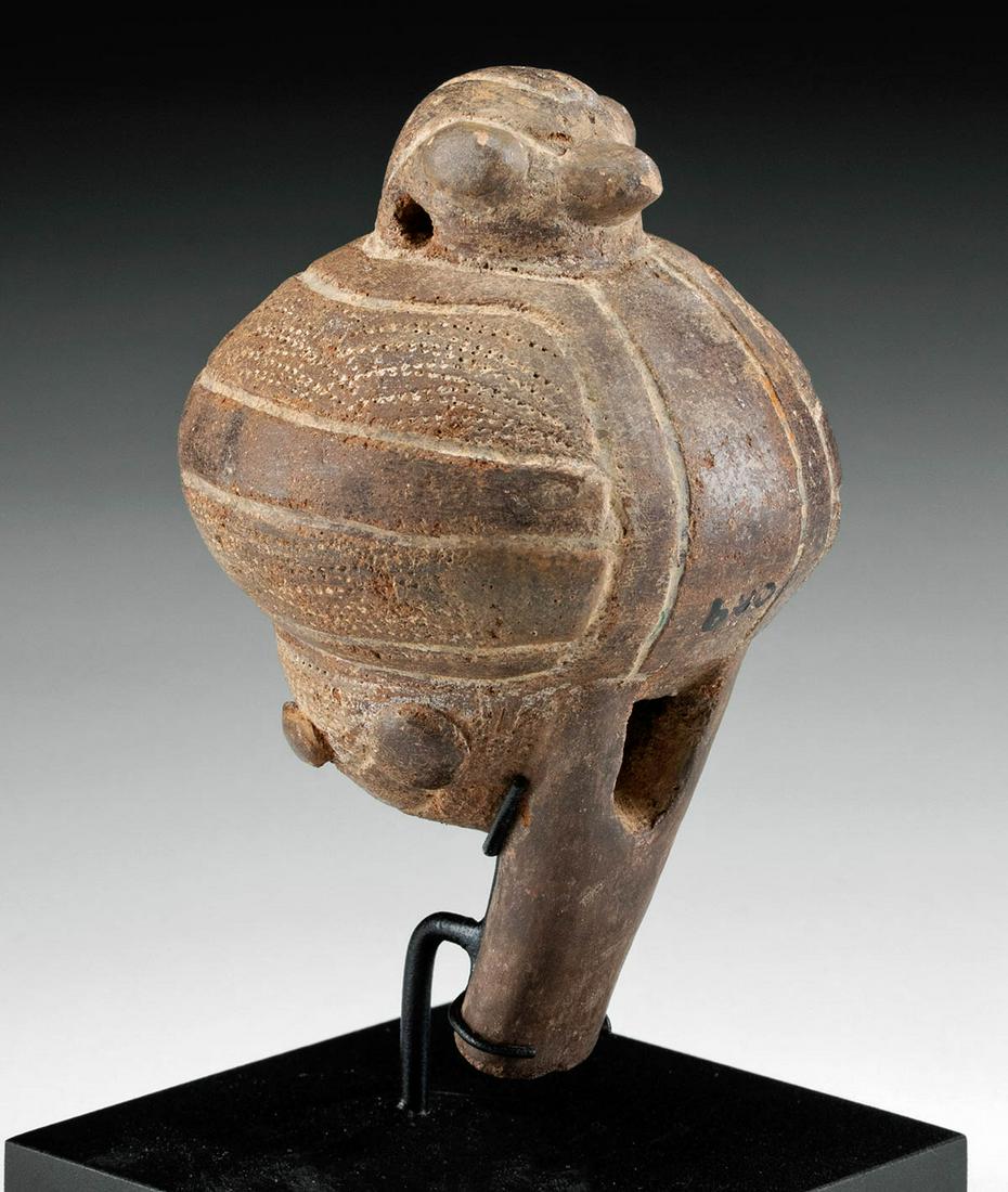 Costa Rican Nicoya Pottery Double Headed Bird Ocarina Auction