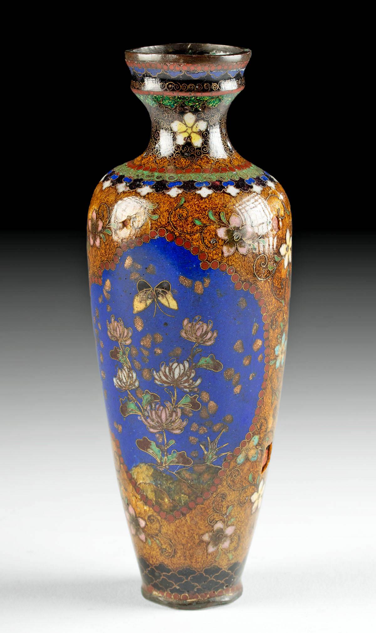 19th C. Japanese Meiji Cloisonne / Tea Goldstone Vase (1 of 3)