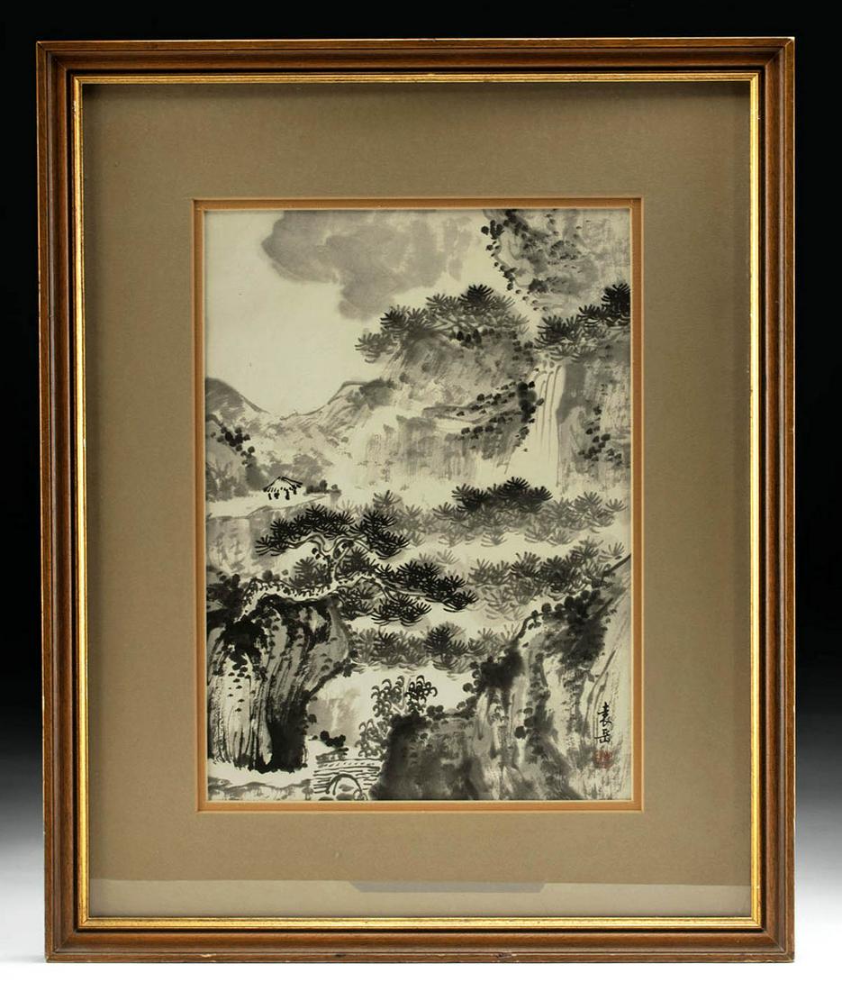 19th C. Japanese Ink Brush Landscape Painting (1 of 4)