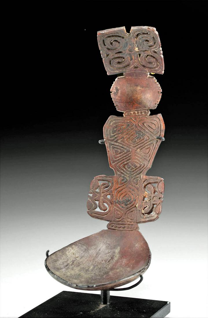 19th C. Indonesian Buffalo Horn Spoon w/ Floral Motif (1 of 4)