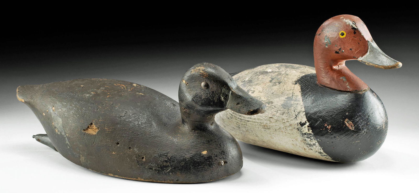 Early 1900s American Painted Wood Duck Decoys (pr) (1 of 4)