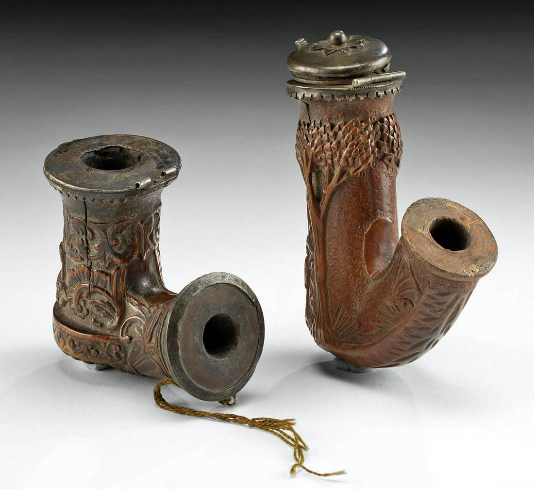 19th C. German / Austrian Wood Pipe Bowls (pr) (1 of 3)