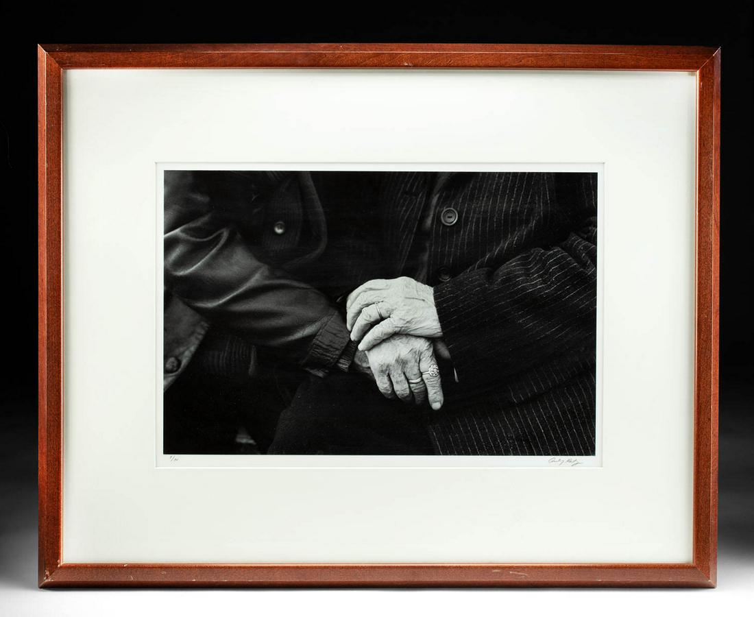 Andy Katz Photograph - "Hands Hungary": Andy Katz (American, XX-XXI). "Hands Hungary" photograph, n.d. Edition 7 of 50. Signed and numbered in pencil below the image. A poignant black and white photograph depicting the hands of an elderly c