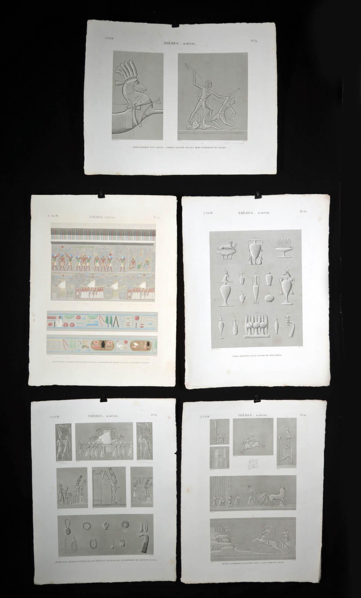Five 19th C. French Engravings of Thebes Karnak Complex (1 of 7)