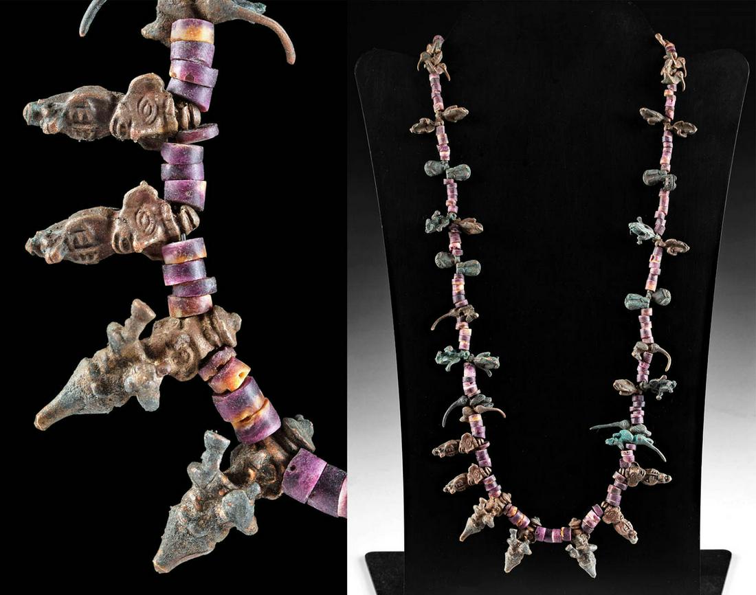 Post Conquest Inca Spondylus Bead Necklace w/ Copper (1 of 5)