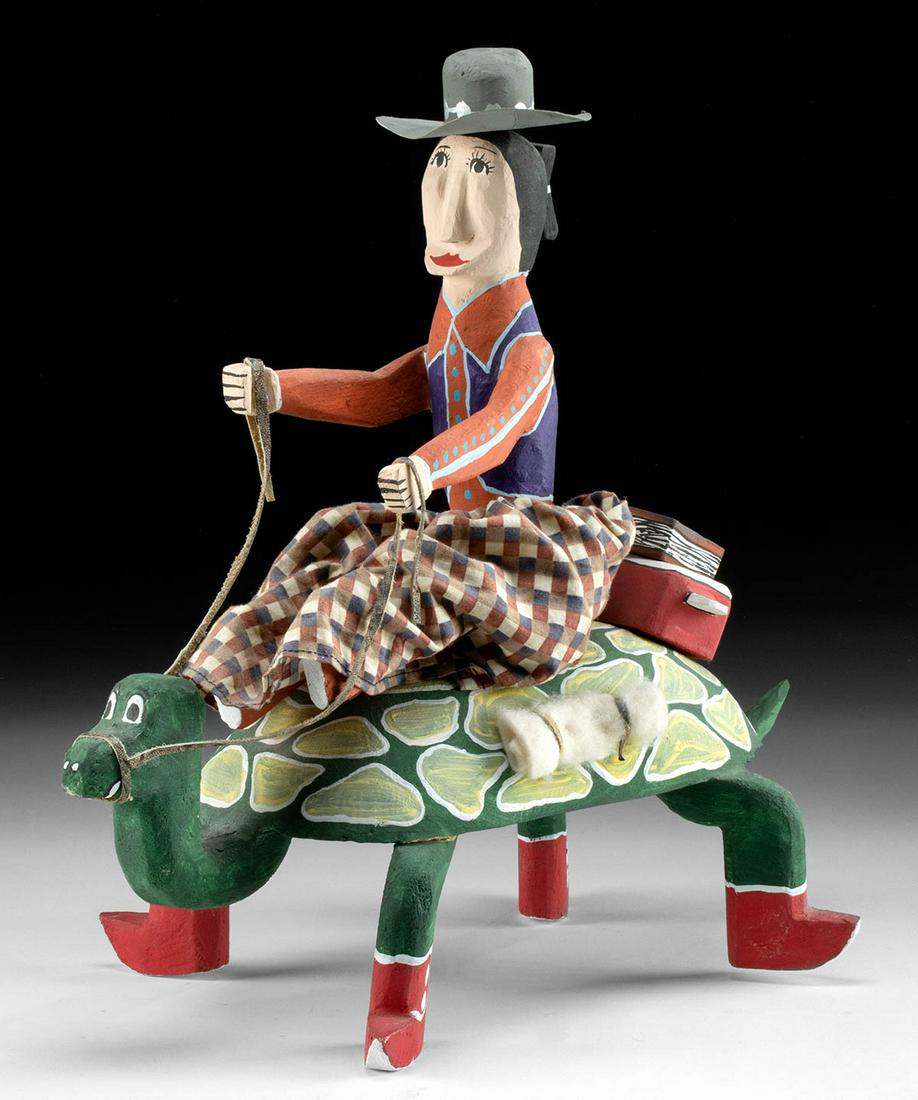 Delbert Buck Folk Sculpture - Cowgirl Riding Turtle (1 of 6)