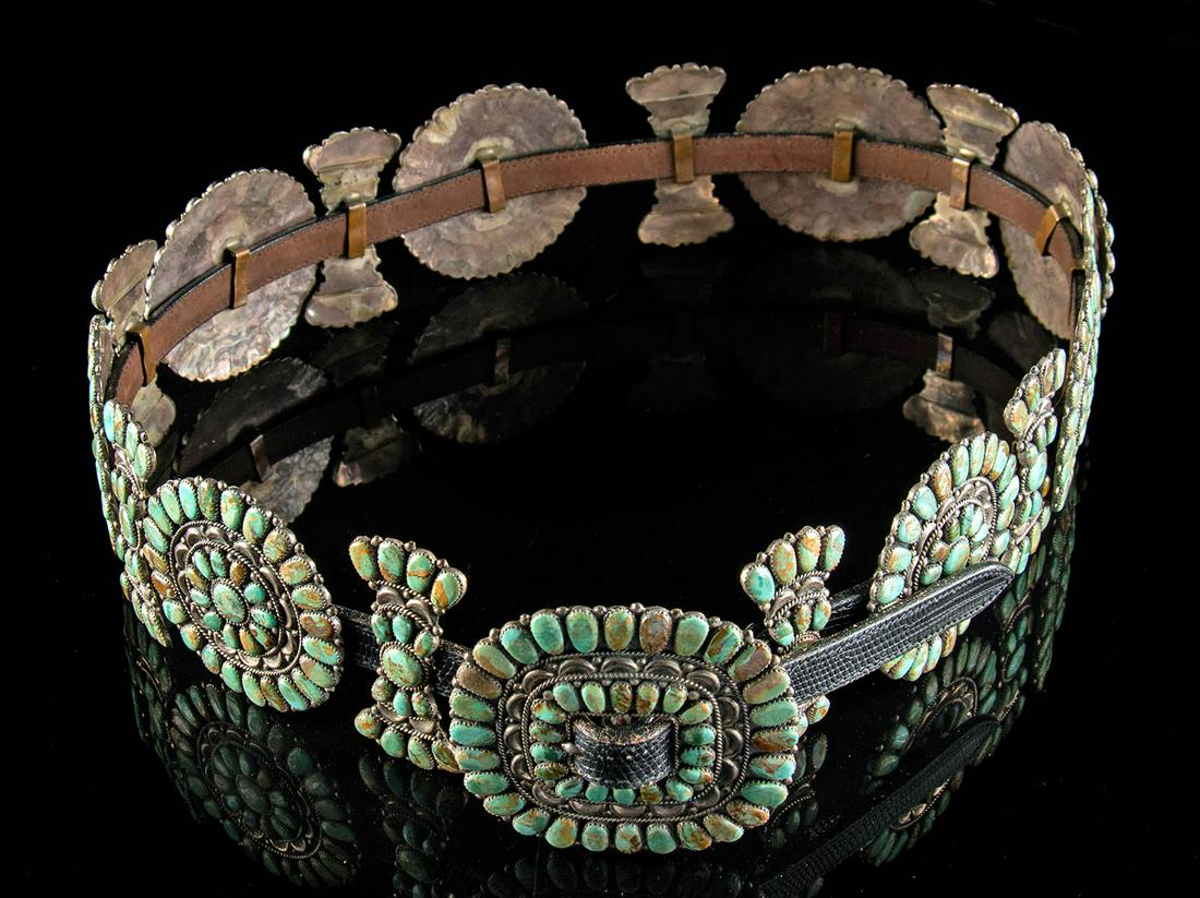 Navajo Silver & Turquoise Concho Belt Kieselstein-Cord (1 of 5)