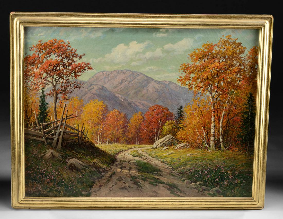 19th C. William Paskell Painting - Mount Paugus: William Frederick Paskell (British-born American, 1866-1951). Oil on canvas, late 19th to early 20th century. Signed at lower left. A stunning, large-scale landscape painting by William Paskell, one o