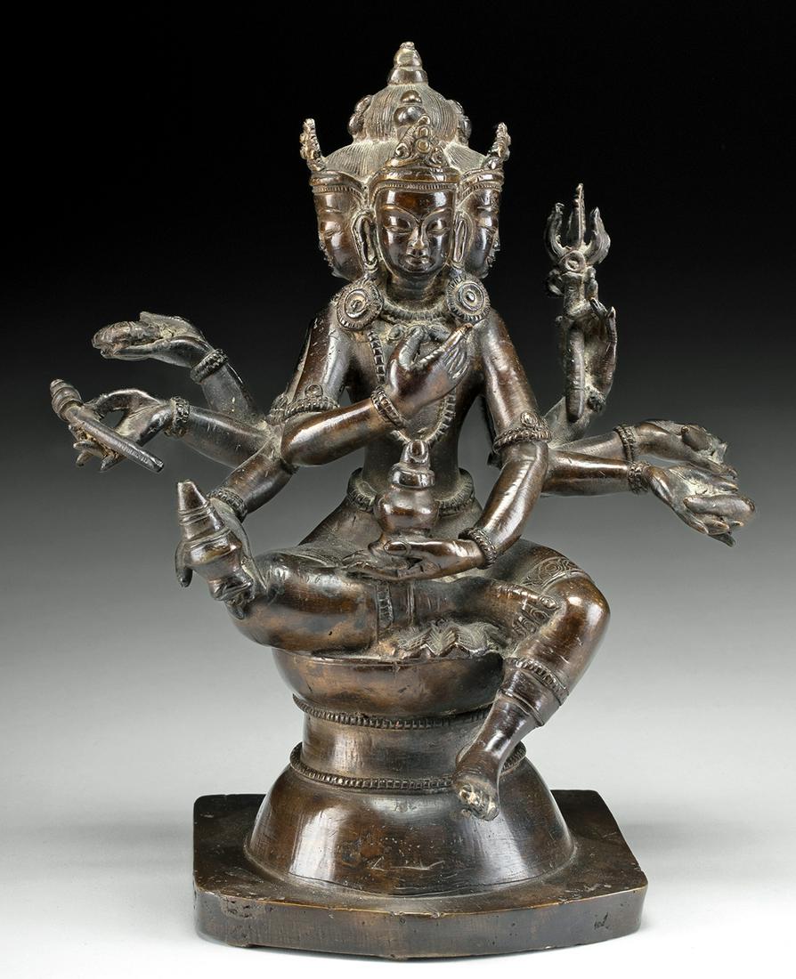 19th C. Nepalese Brass Multi-Headed Brahma Lalitasana (1 of 4)