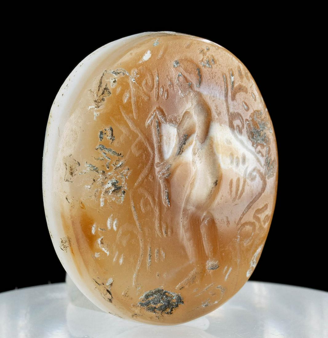 Bactrian Banded Agate Seal w/ Standing Figure (1 of 2)