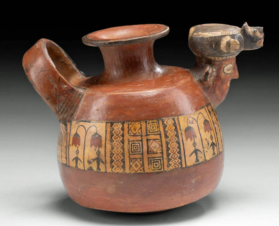 Recuay Paccha (Offering Vessel) w/ Face, Feline Headdress (1 of 3)