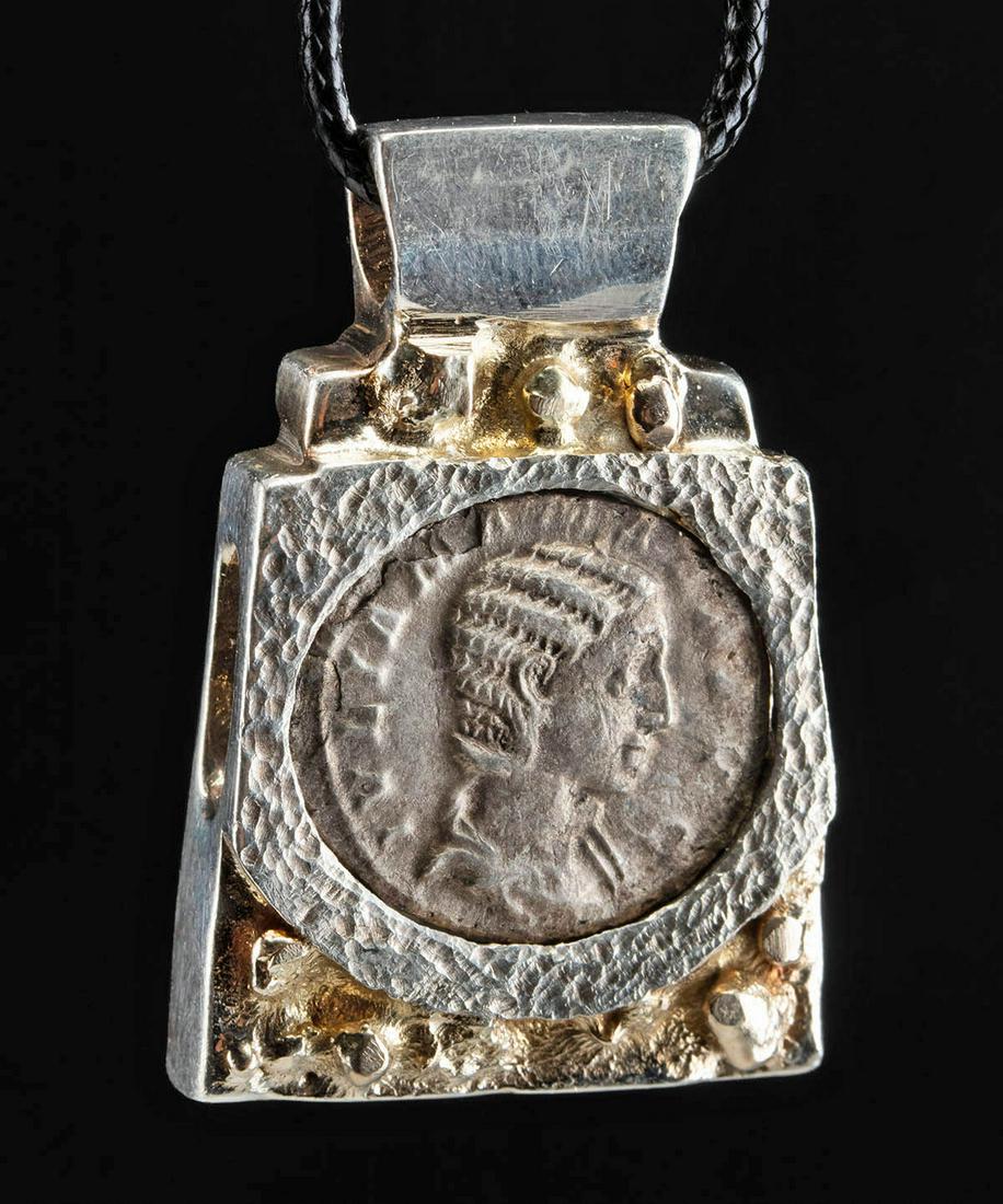 Roman Julia Mamaea Silver Denarius in Silver Pendant (1 of 3)