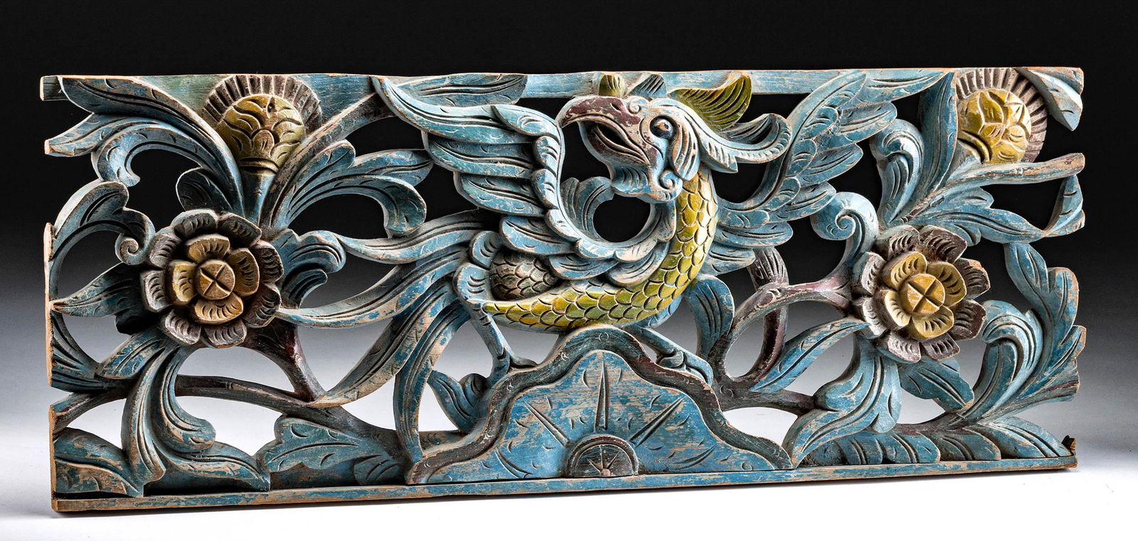 Chinese Qing Dynasty Carved Wood Panel w/ Fenghuang (1 of 3)