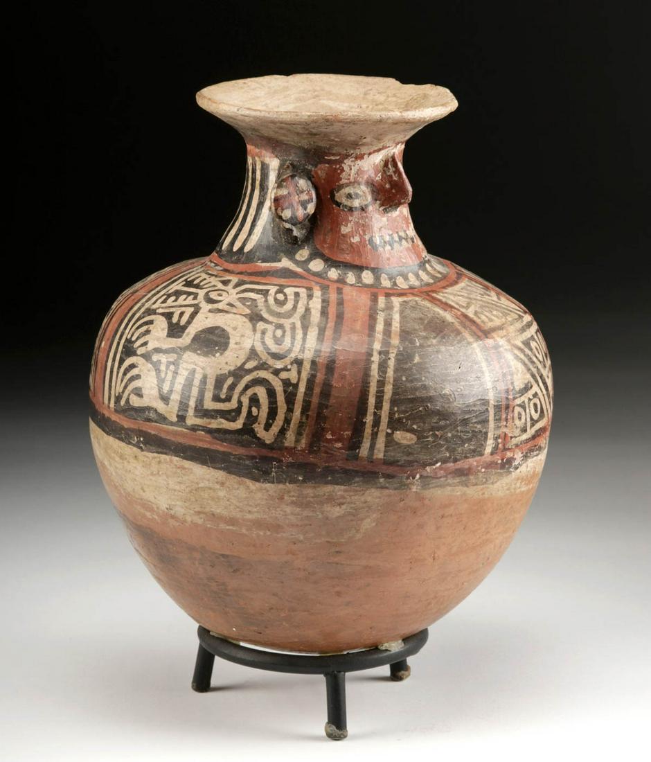 Recuay Polychrome Jar w/  Anthropomorphic Figure (1 of 3)
