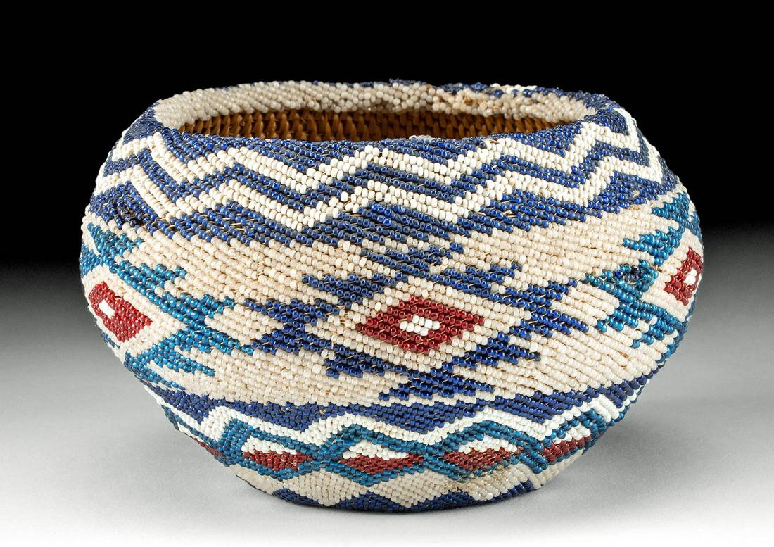 Paiute Washoe Beaded Degikup Basket by Betty Eagle (1 of 3)