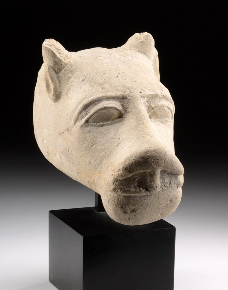 Egyptian Limestone Sculptor's Model - Head of Taweret (1 of 4)