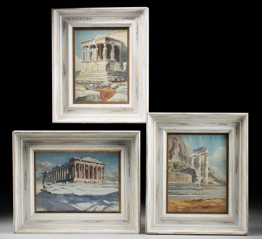 Three 20th C. Watercolors of Acropolis Ruins (1 of 8)