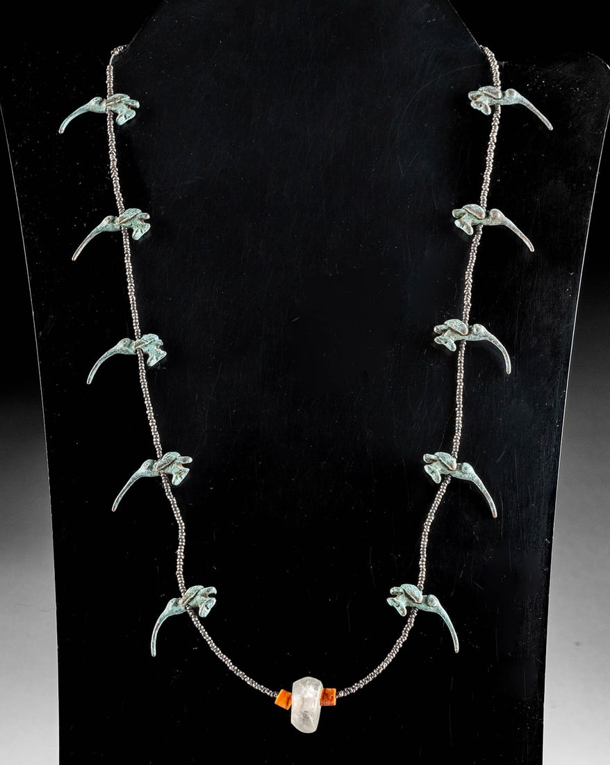 Fine Chimu Silver Bead Necklace w/ Copper Birds (1 of 3)