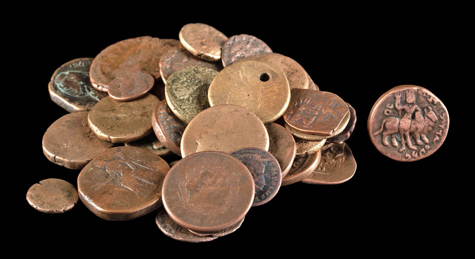 53 Ancient Roman, Byzantine, Indian & 19th C. USA Coins (1 of 4)