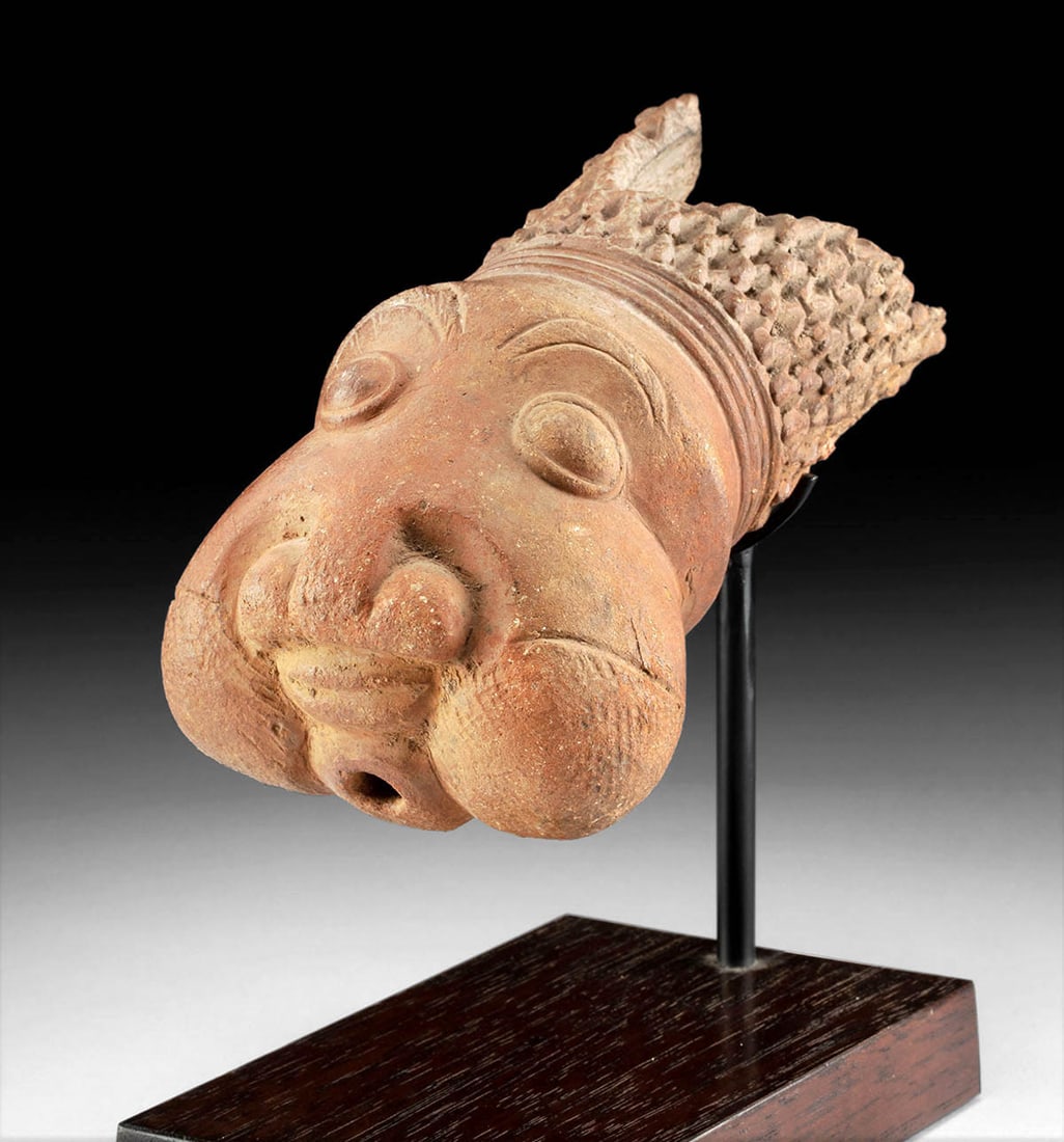 Early 20th C. African Pipe Bowl Stylized Male Head (1 of 3)
