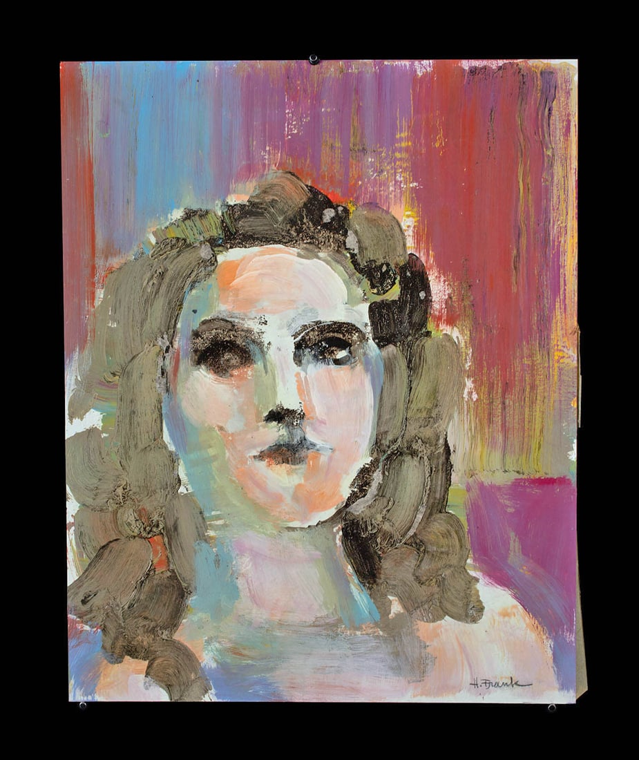 Harold Frank Painting - Female Head: **Originally Listed At $250** Harold Frank (American born in England, 1921-1995). "Large Pastel Head" painting on board, n.d. Signed at lower right. An intoxicating painting by Harold Frank depicting