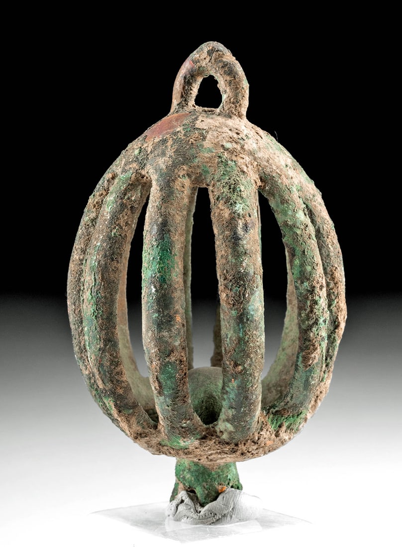 Large Luristan Bronze Cage Bell - Pomegranate Form (1 of 4)
