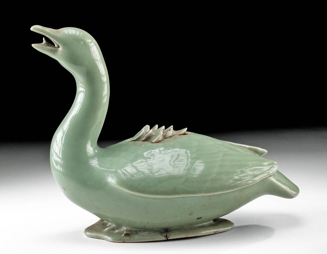 10th C. Korean Celadon Sprinkler Vessel Duck Form, TL'd (1 of 5)